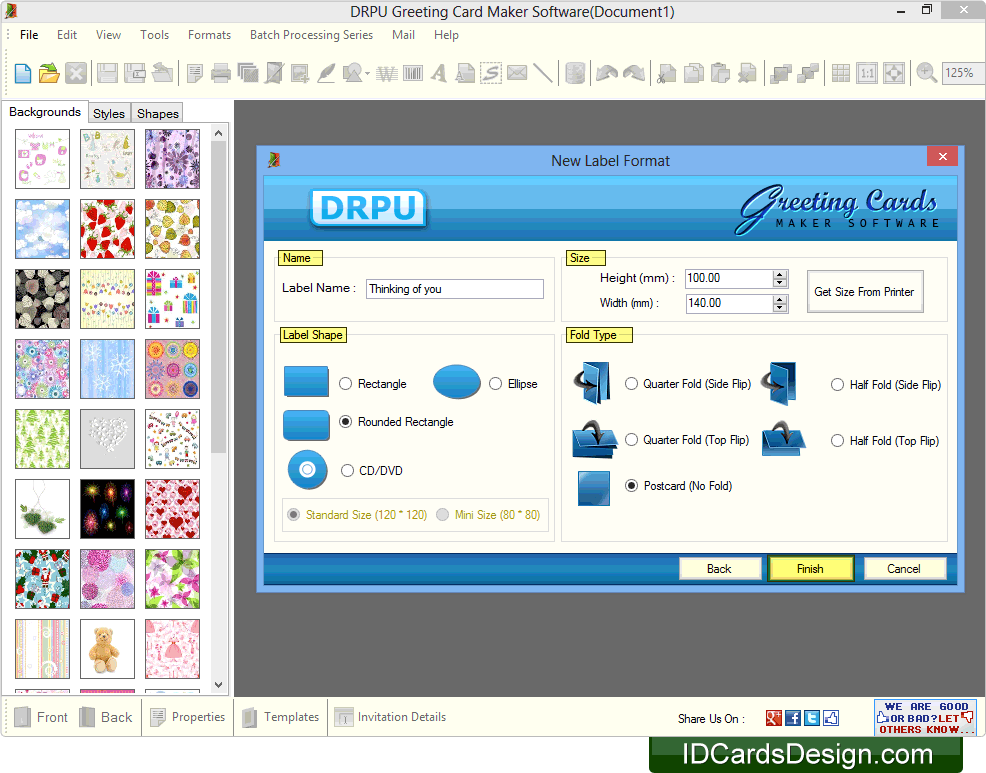 Screenshots of greeting cards design software to make new year