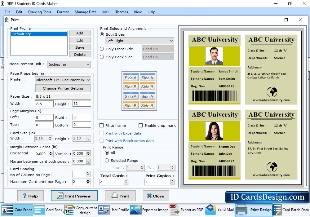 Print your designed id cards