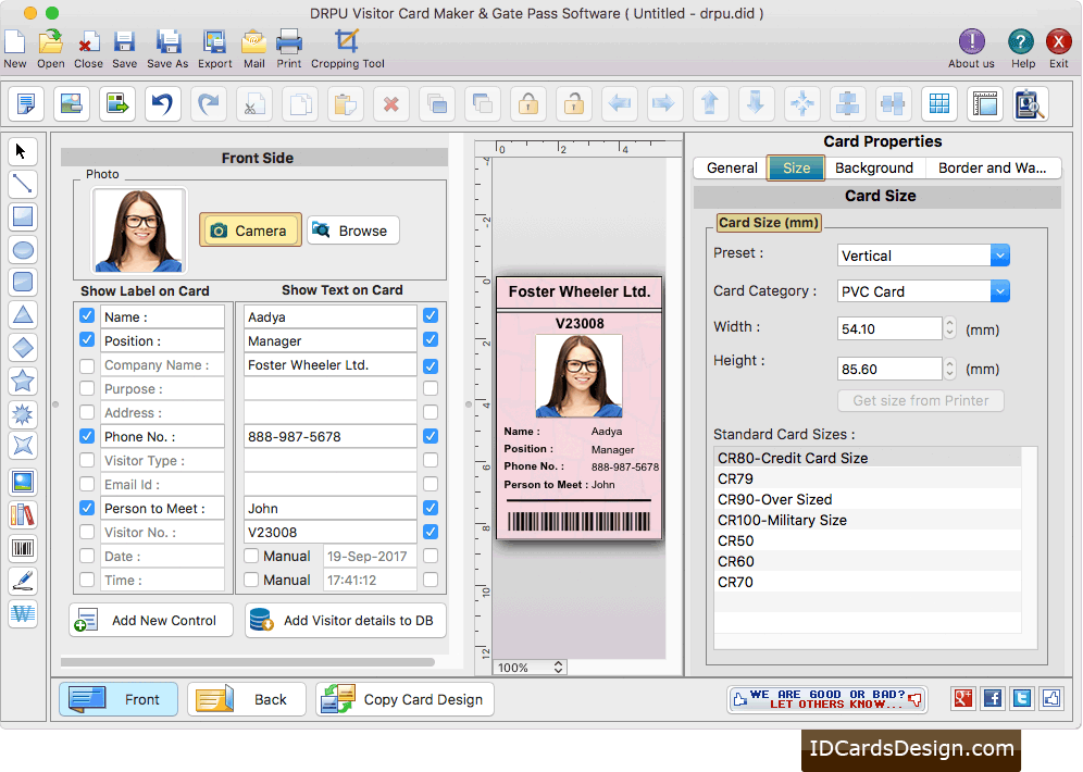 DRPU Mac Gate Pass ID Cards Maker & Visitors Management Software design