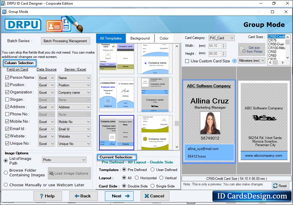 Select Excel Column