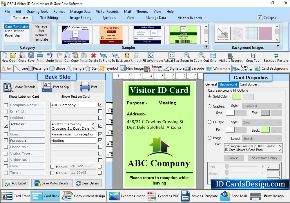 Visitors ID Cards Designing Software Software